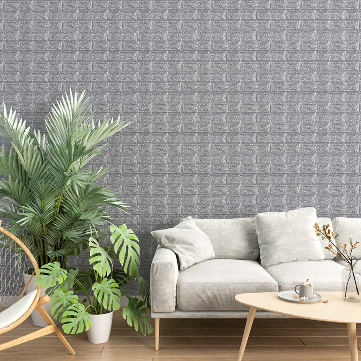 3D панель самоклеюча 700х770х7мм цегла Срібло (017-7) SW-00000059