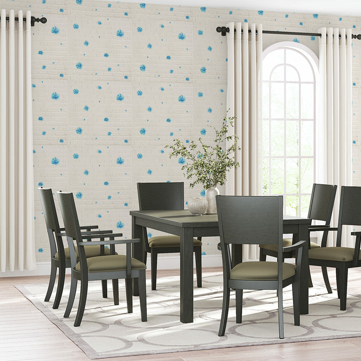 Панель стінова 3D 700х700х4мм Блакитні квіти SW-00001977