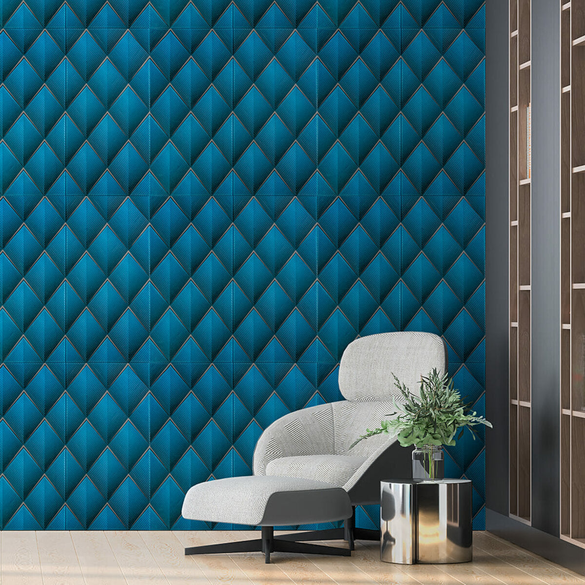 Панель стінова 3D 700х700х4мм Ромб синій SW-00001985