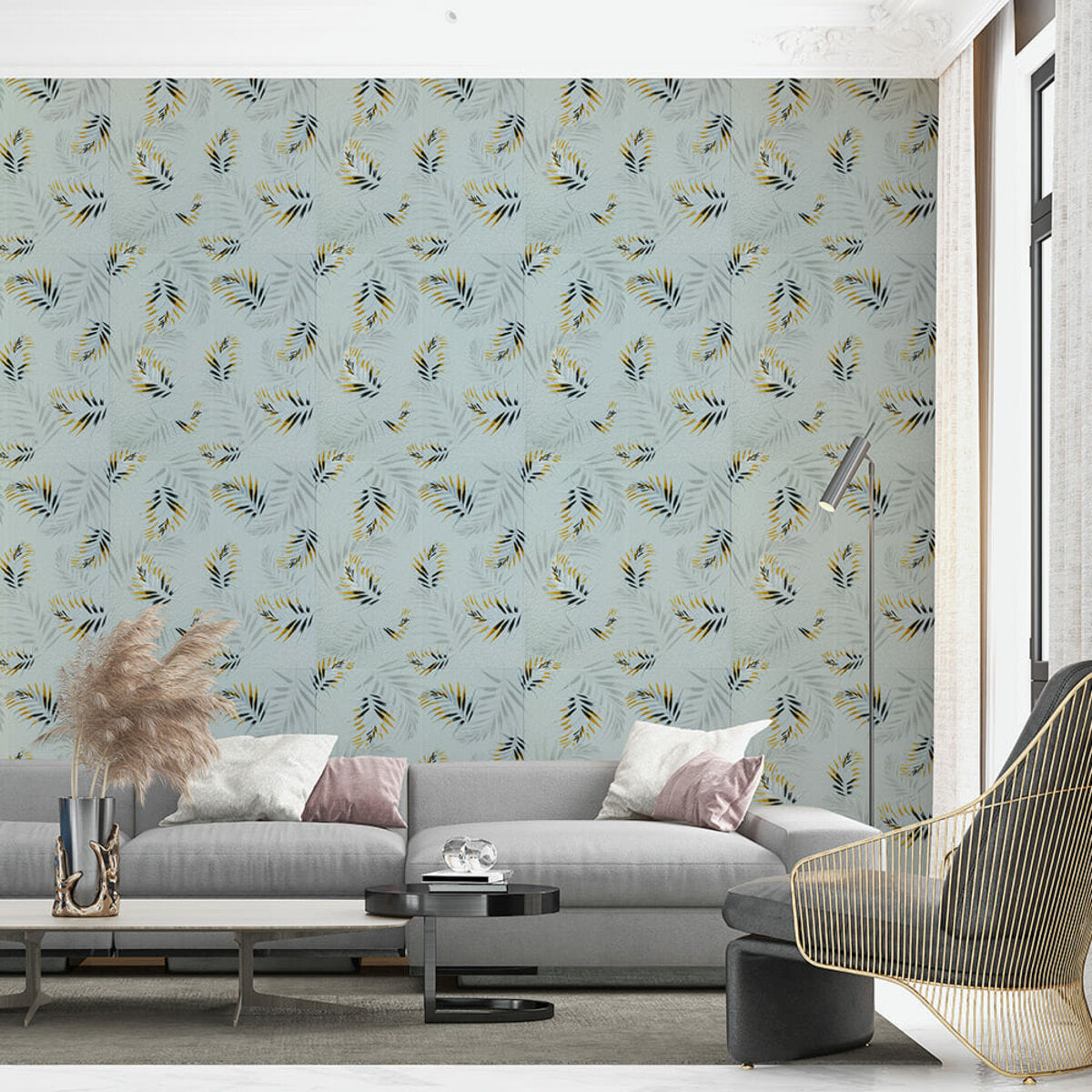 Панель стінова 3D 680х670х4мм Папороть на сірому фоні (D) SW-00001982