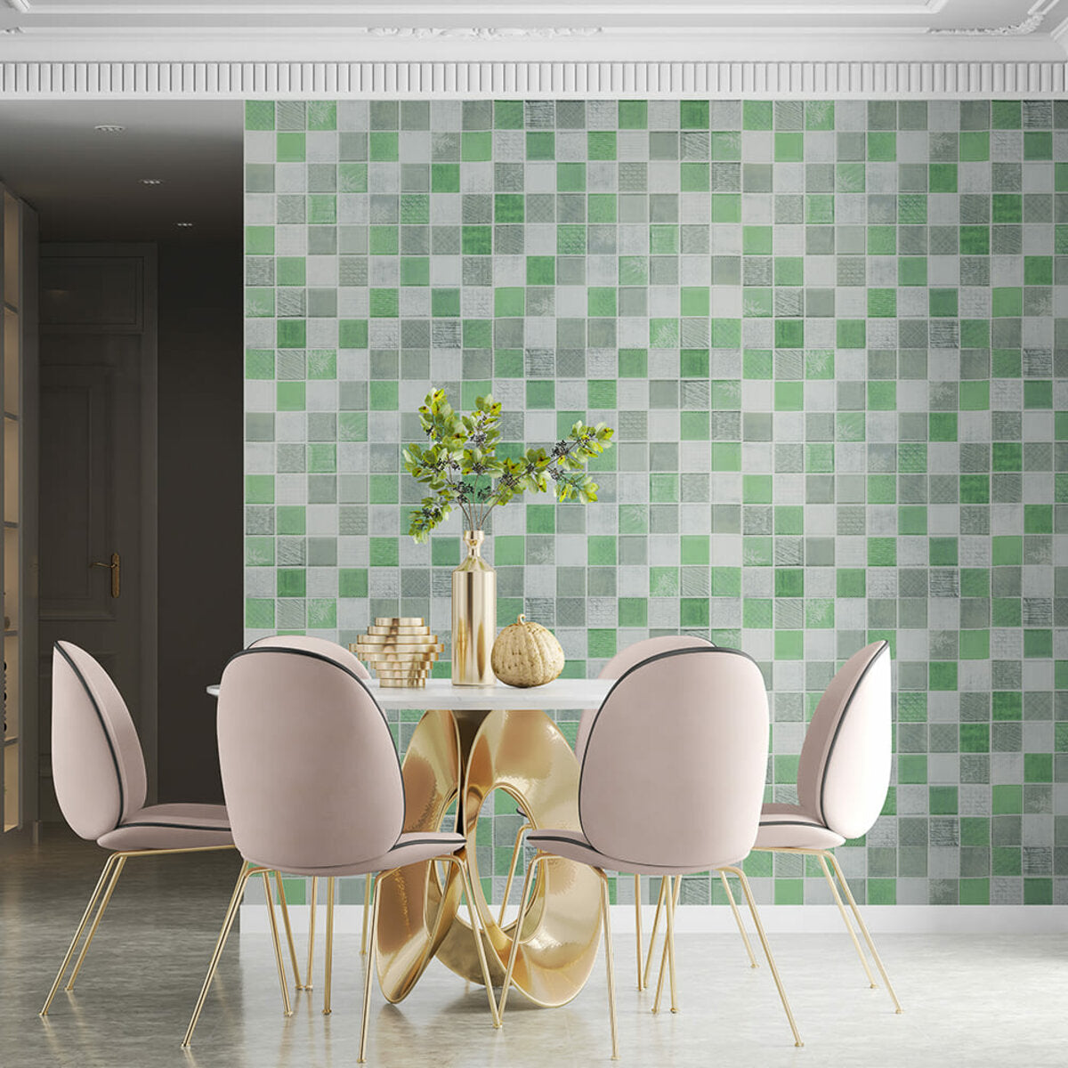 Панель стінова 3D 700х700х4мм Мозаїка зелена SW-00002010