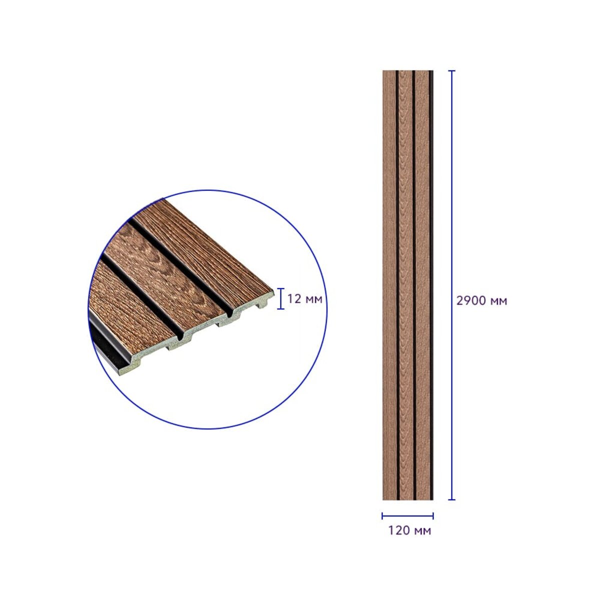 Рейка декоративна PS 2900х120х12мм Горіх SW-00001739