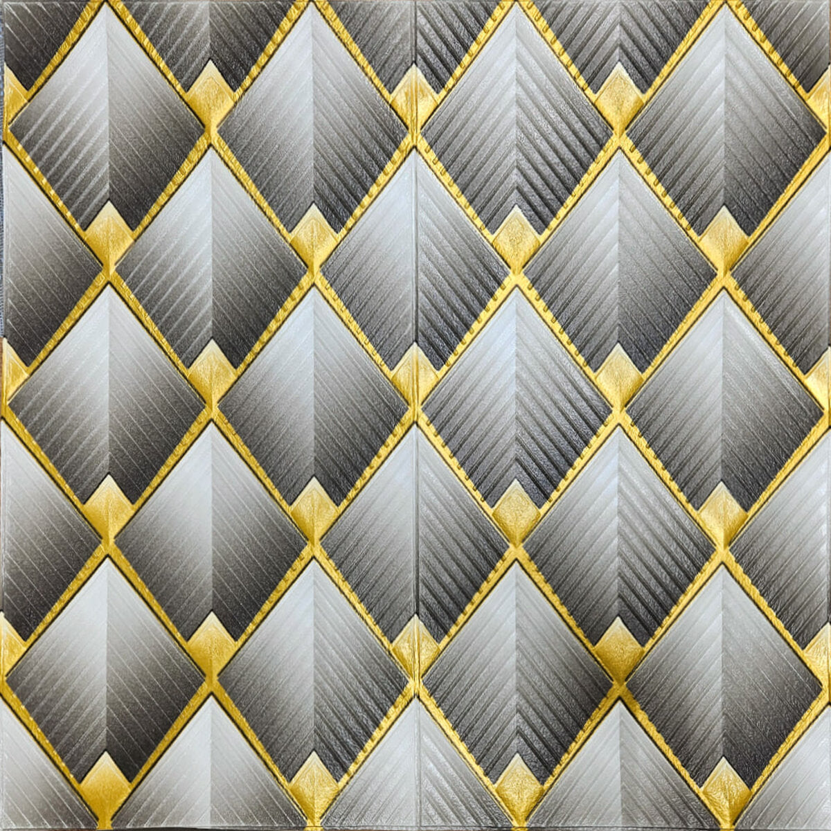 Панель стінова 3D 700х700х4мм Ромб сірий SW-00001986