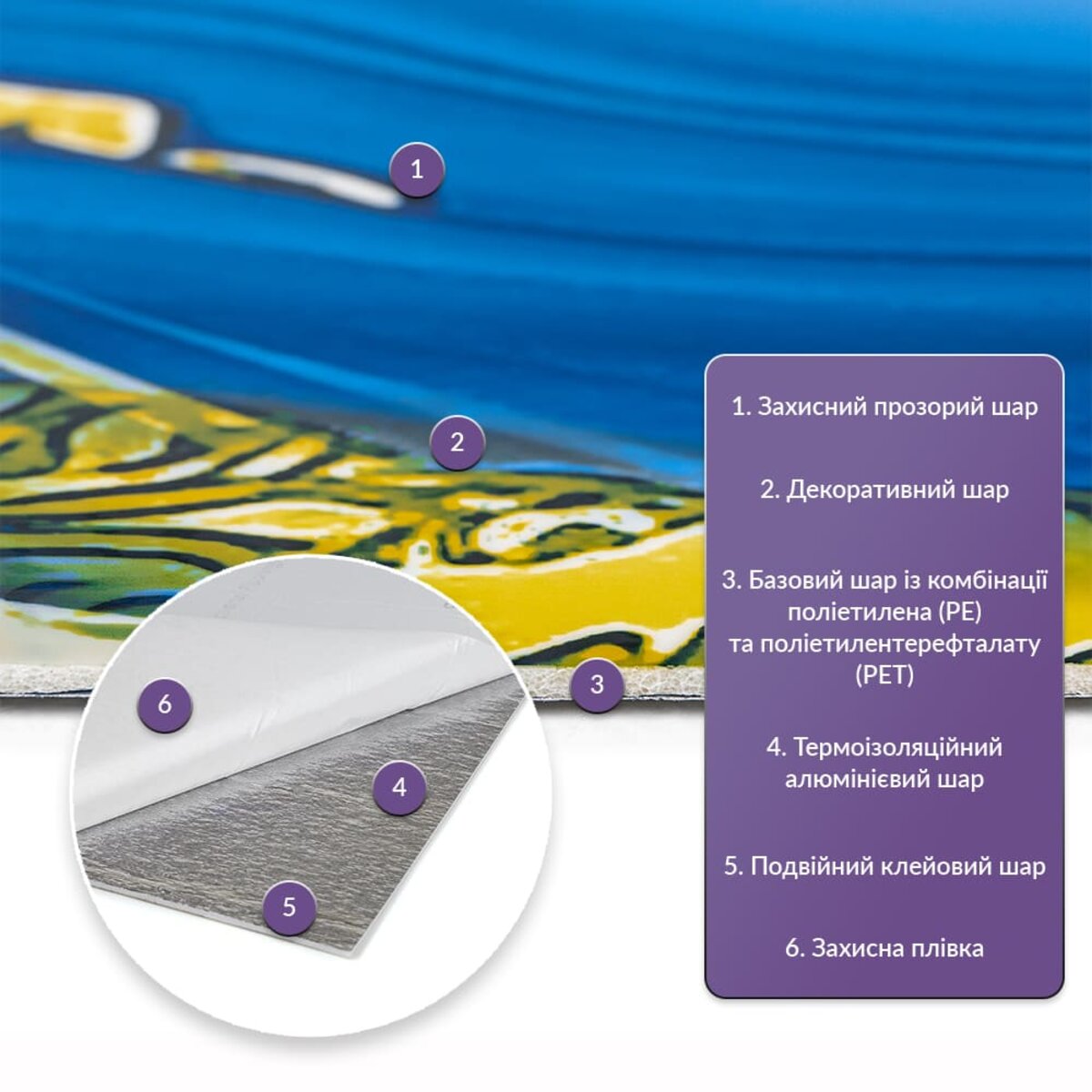 Самоклеюча стінова PET плитка в рулоні 1200х3000х2мм SW-00002664