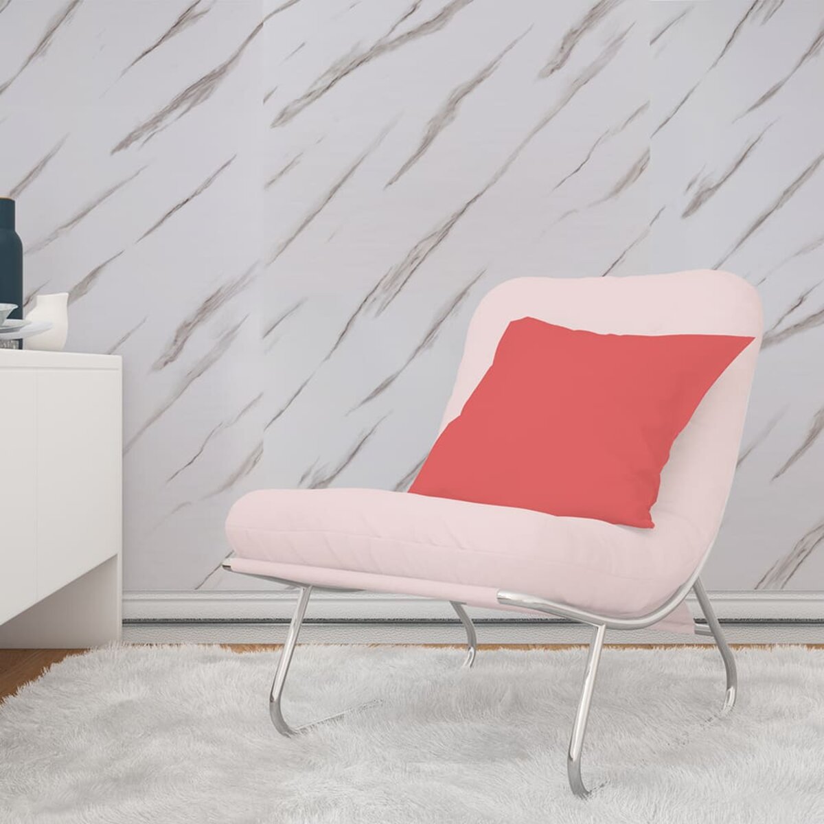 Плінтус РР самоклеючий 2300х70х4мм Білий з сірою смужкою (D) SW-00001833