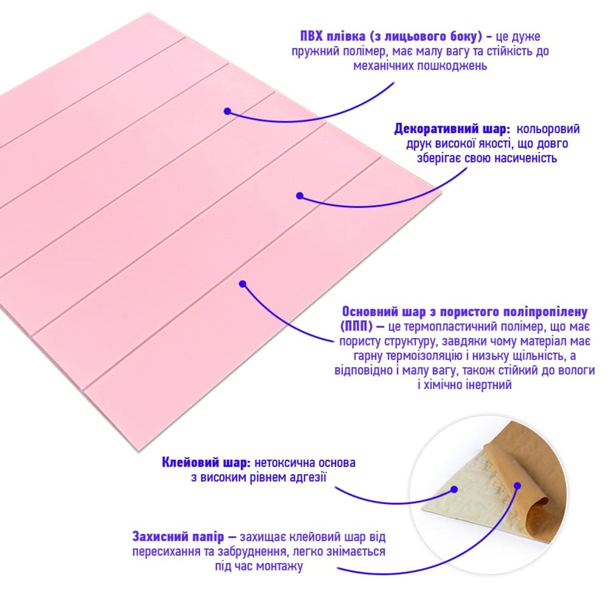 Самоклеюча 3D панель 700x700x4мм Рожеве дерево (379) HO-00001384