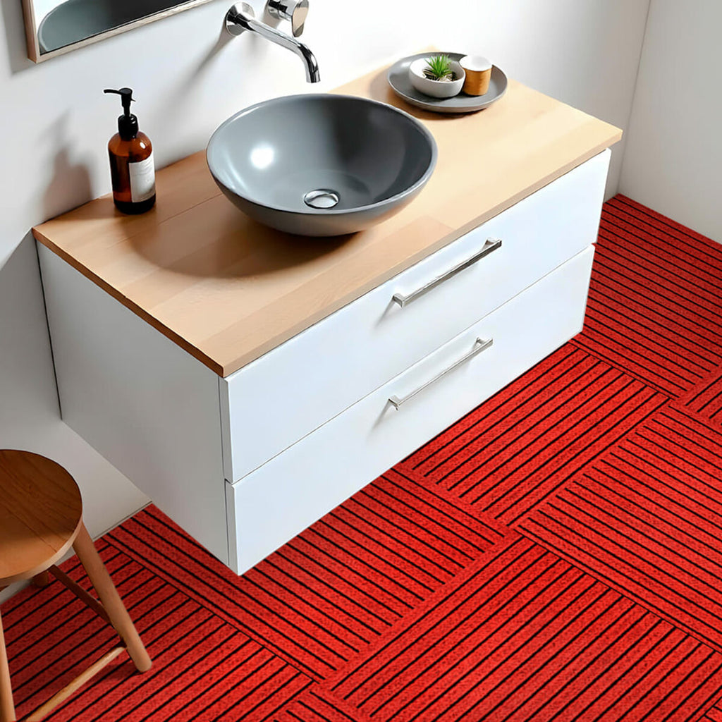 Самоклеюча плитка під ковролін бургунді 600х600х4,5мм SW-00002487