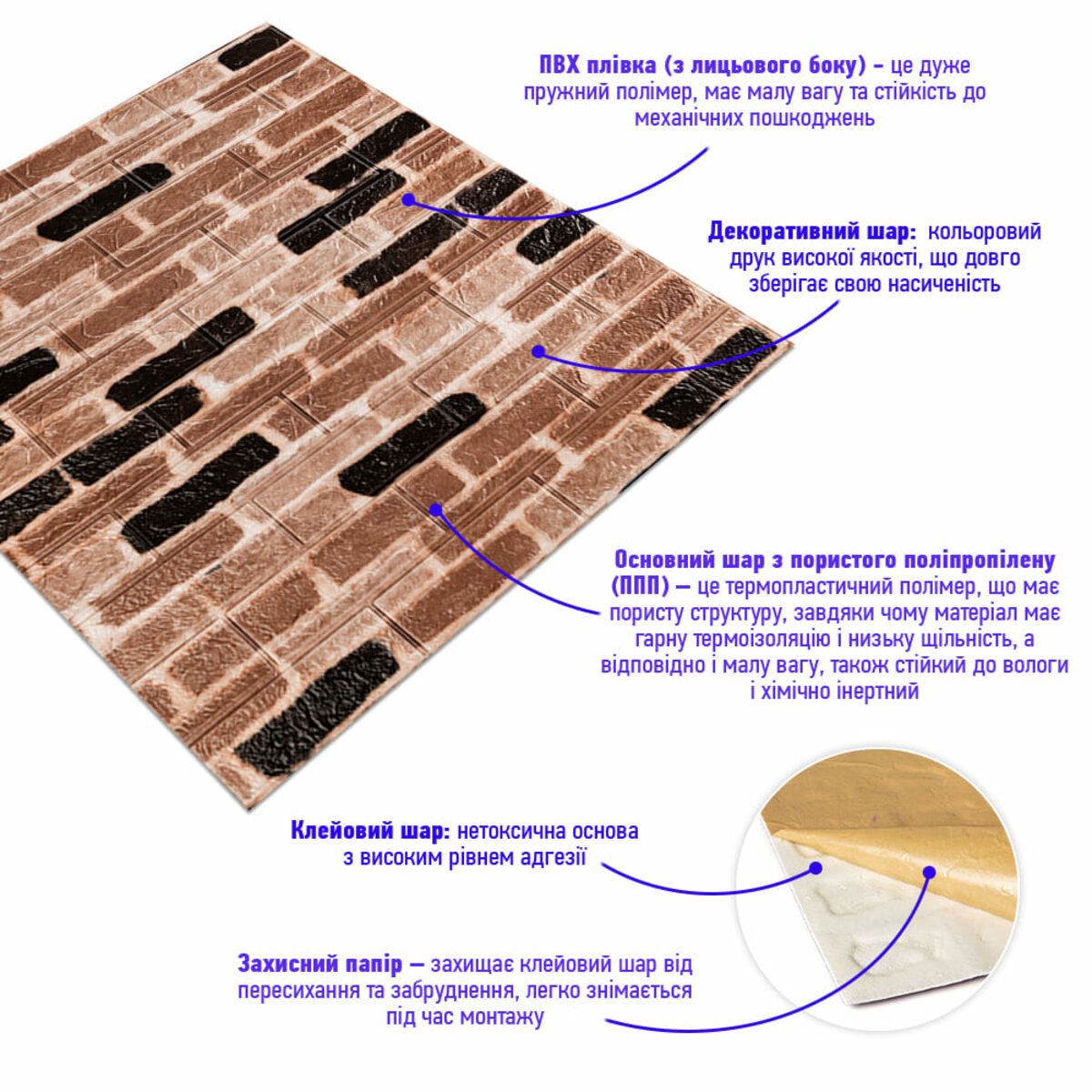 Самоклеюча 3D панель 700х770х3мм Класична цегла (346-3) SW-00001146