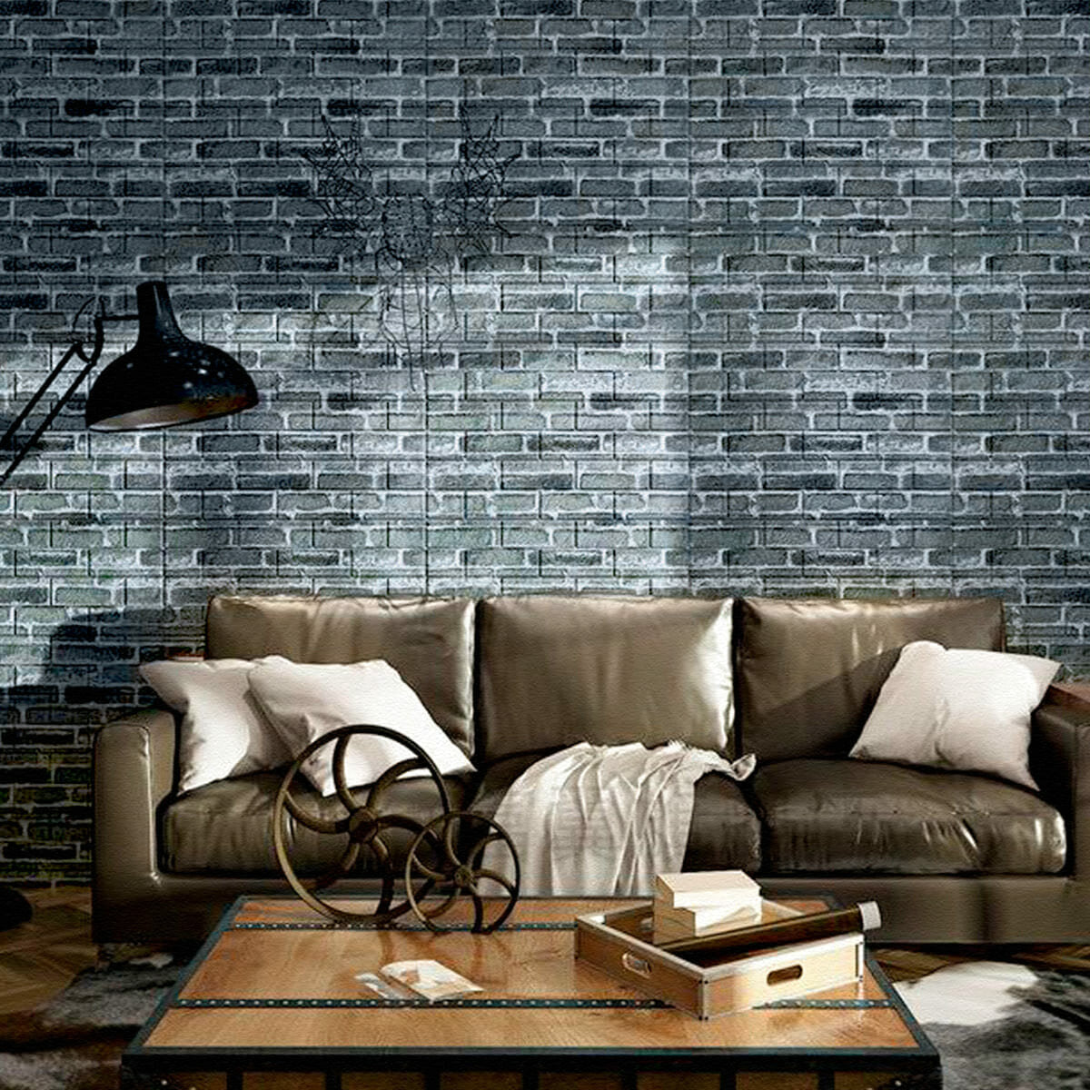 Декоративна 3D панель самоклейка 700х770х5мм Цегла сіра Катеринославська (042) HO-00000039