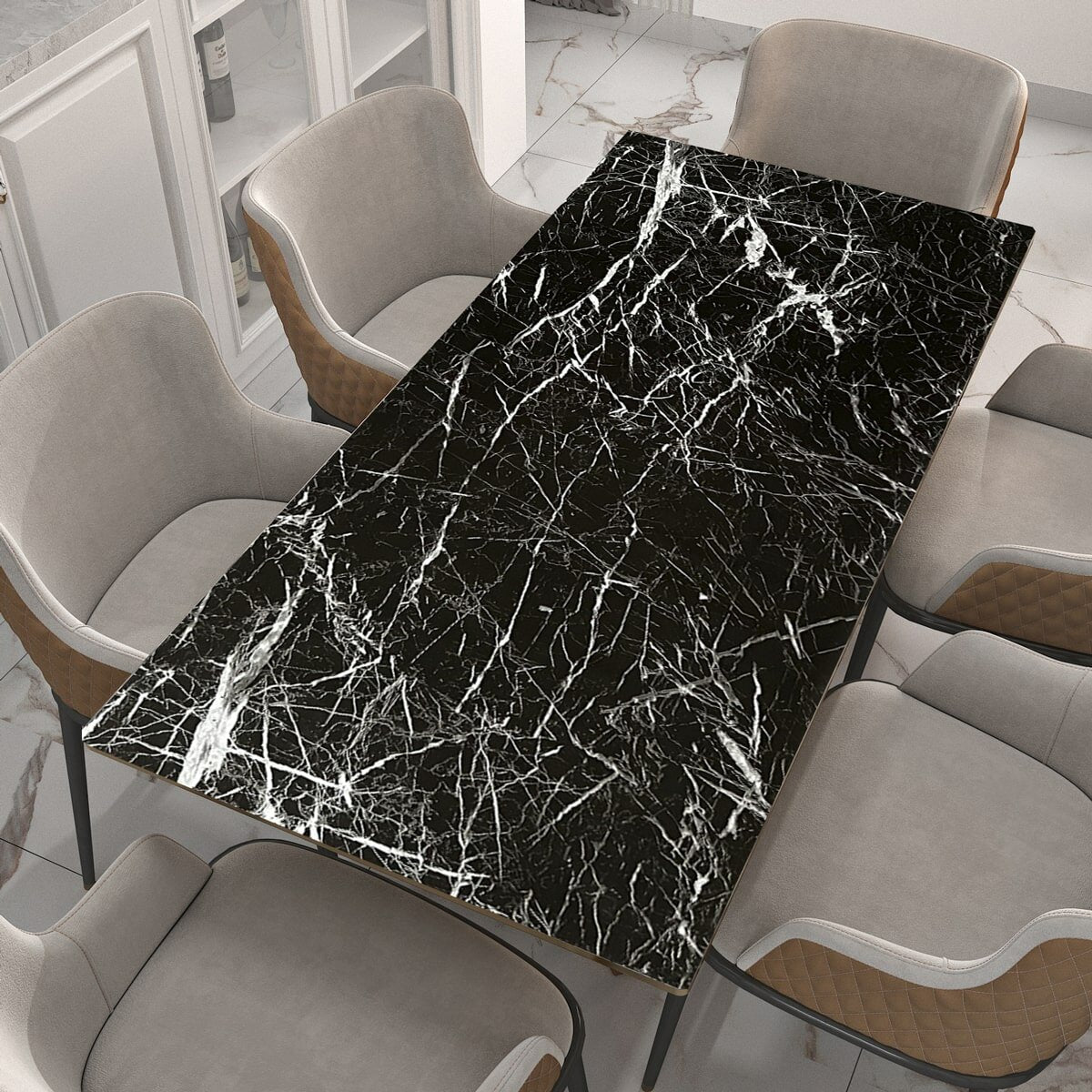 Самоклеюча плівка 0,45х10м х 0,07мм Чорний мармур з павутинкою HO-00001276