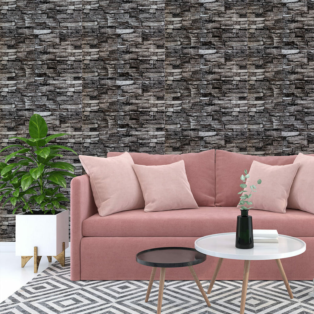 Самоклеюча декоративна 3D панель 700х770х5мм Сіра цегла піщаник (059) HO-00000178