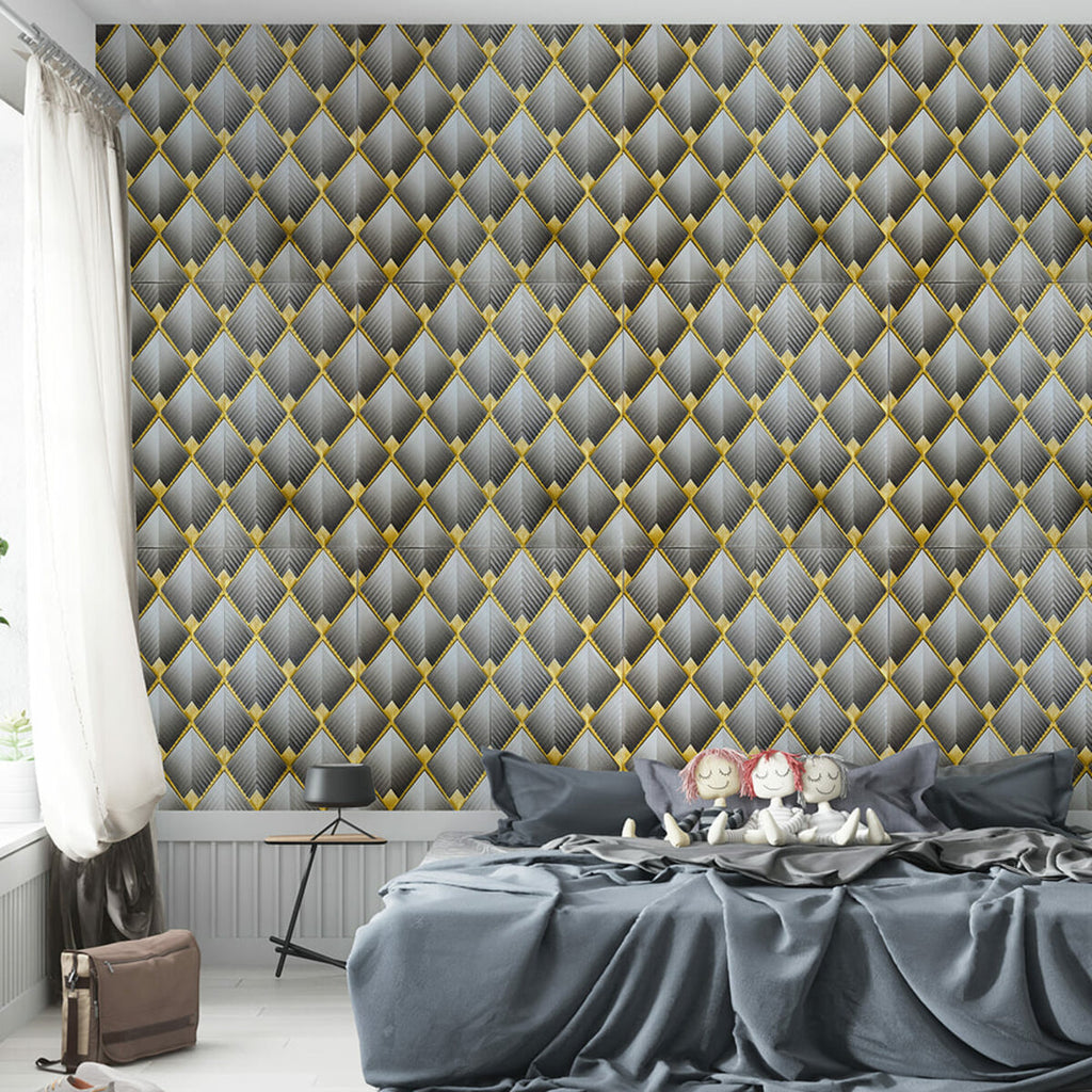 Панель стінова 3D 700х700х4мм Ромб сірий SW-00001986