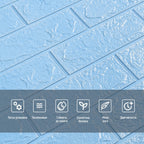 3D панель самоклеюча 700х770х5мм цегла Блакитна (005-5) HO-00000297