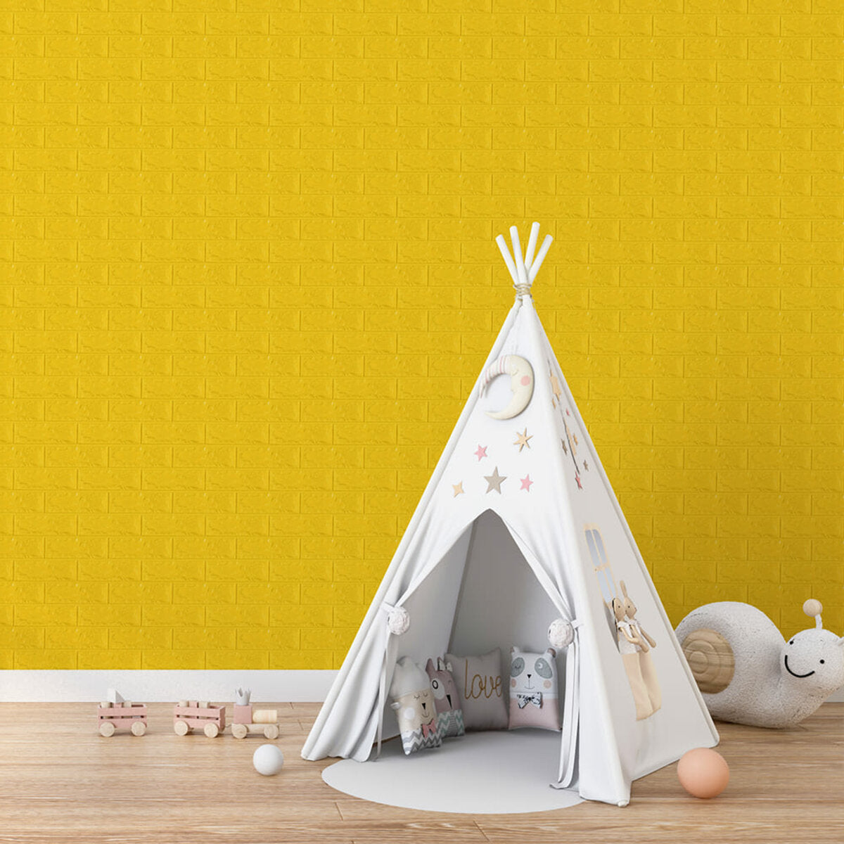 3D панель самоклеюча 700х770х7мм цегла Жовтий (010-7) HO-00000049