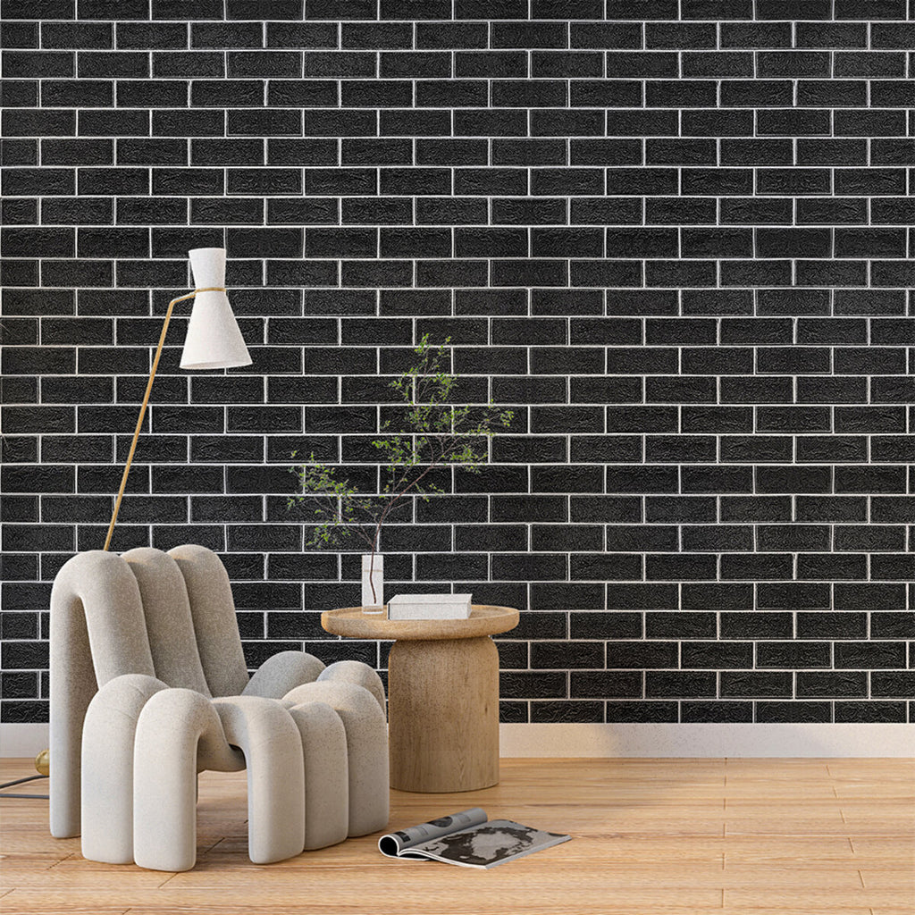 Панель стінова 700х700х5мм Чорна цегла з білим SW-00001503