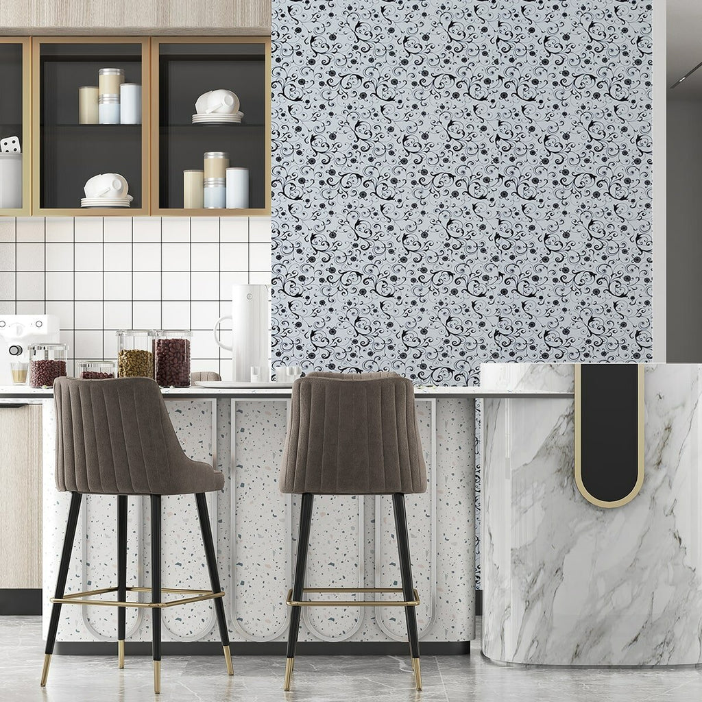 Самоклеюча плівка 0,45х10м х 0,07мм Білі вензелі (10175) HO-00000828