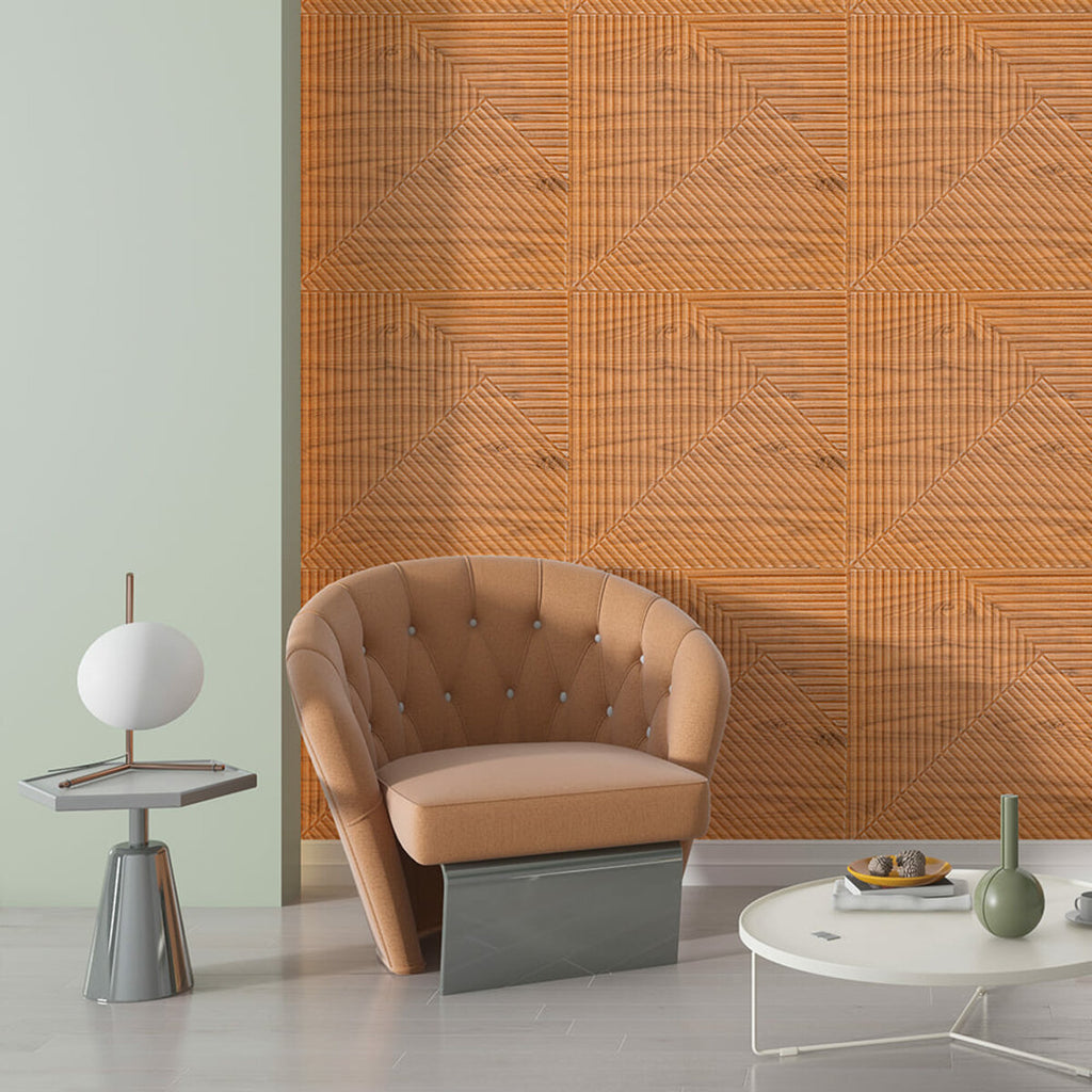 Самоклеюча декоративна 3D панель Бамбук Дерево Золото 500х500х5мм HO-00002885