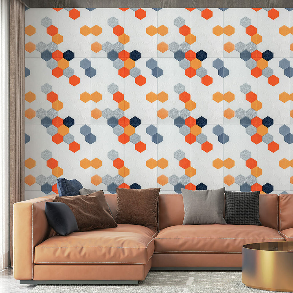 Панель стінова 3D 700х700х4мм Мозаїка оранжева SW-00002013