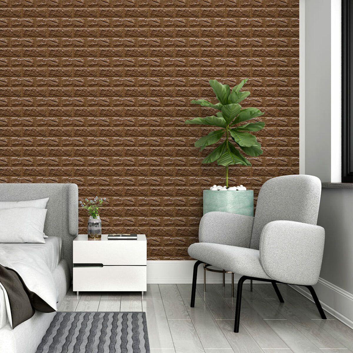 3D панель самоклеюча 700х770х7мм цегла Коричнева (020-7) HO-00000053