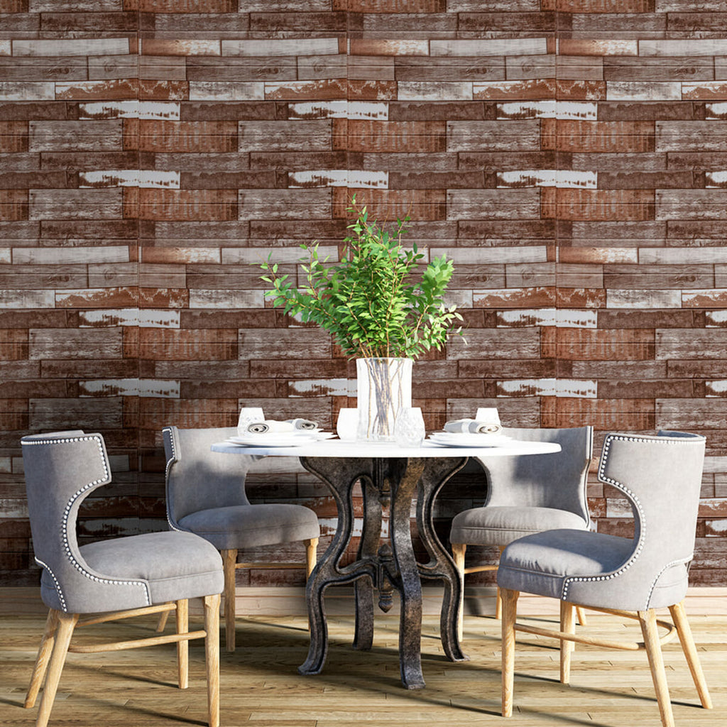 Самоклеюча декоративна 3D панель 700x700x5мм Коричневе дерево (049) HO-00000152