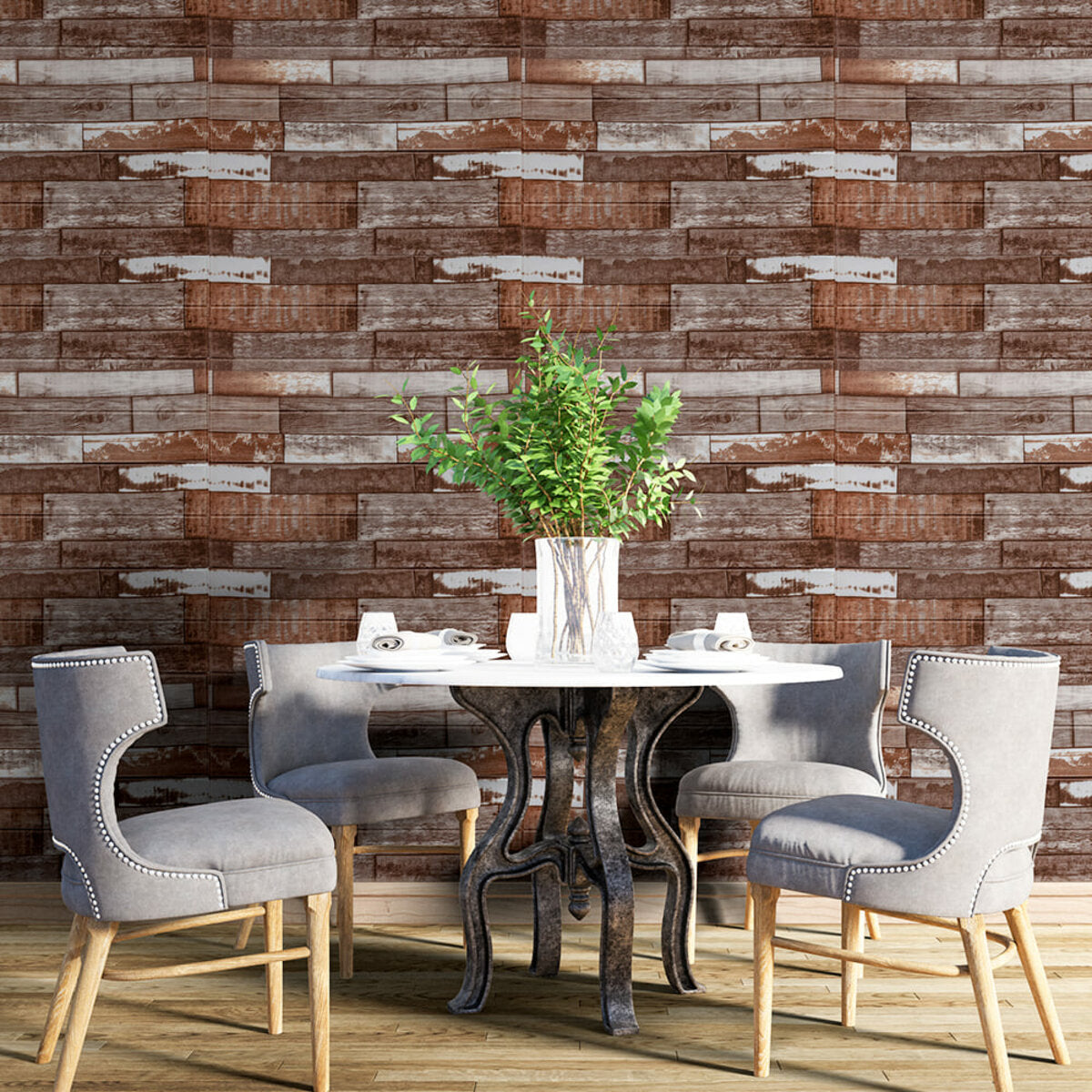 Самоклеюча декоративна 3D панель 700x700x5мм Коричневе дерево (049) HO-00000152