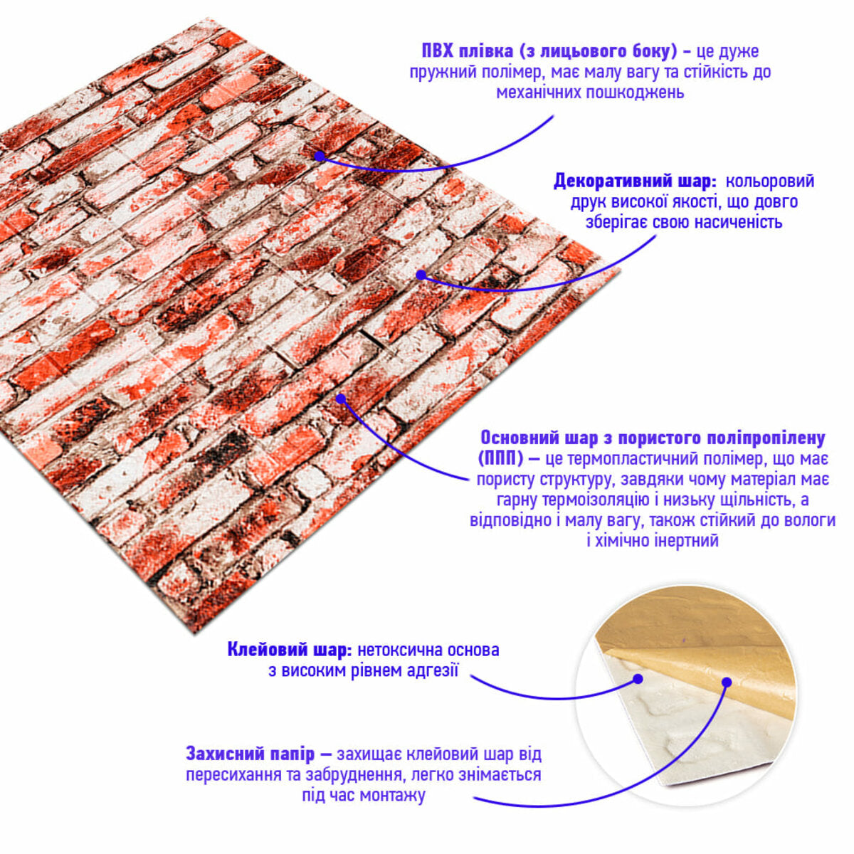 Декоративна 3D панель 700х770х4мм Червоно-біла цегла (341) HO-00000533