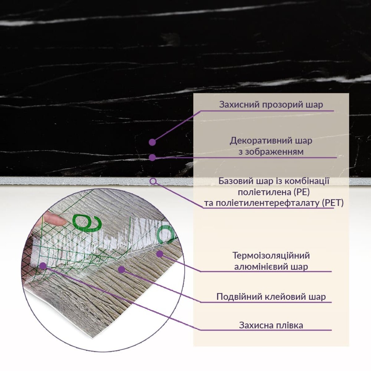 Самоклеюча стінова PET плитка у рулоні 600х3000х2мм SW-00001694