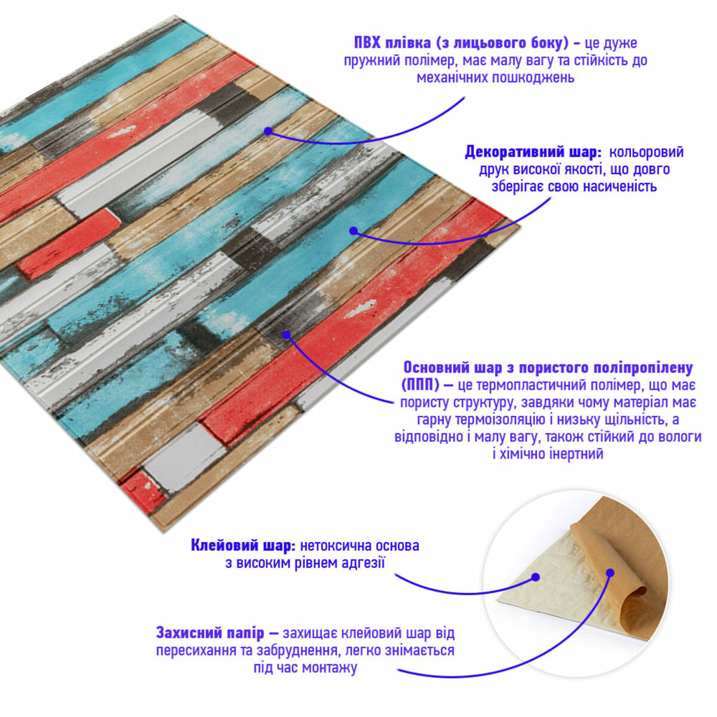 Самоклеюча декоративна 3D панель 700х700х5мм Рожеве дерево (050) HO-00000172