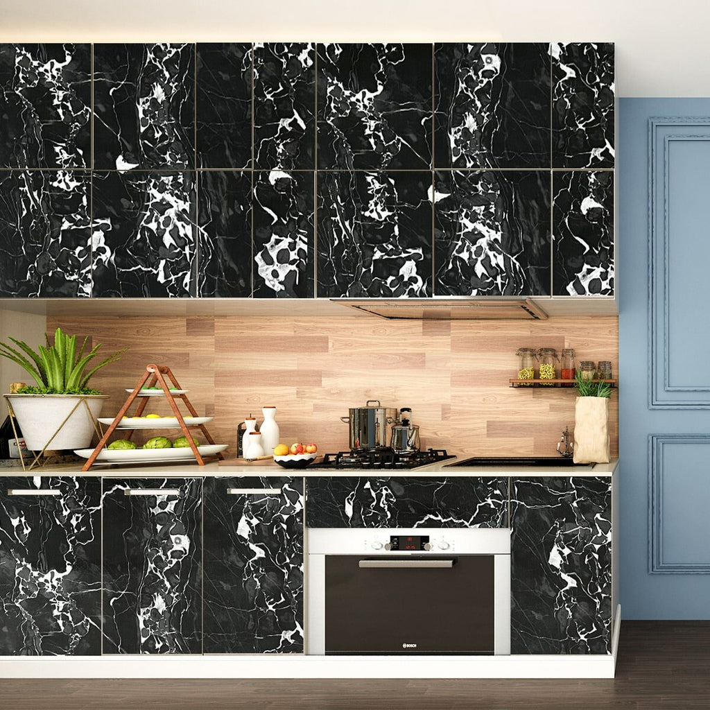 Самоклеюча плівка 0,45х10м х 0,07мм Чорний мармур з білим HO-00001280