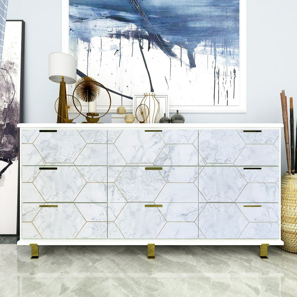 Самоклеюча плівка 0,45х10м х 0,07мм Сірий мармур золоті соти HO-00001212