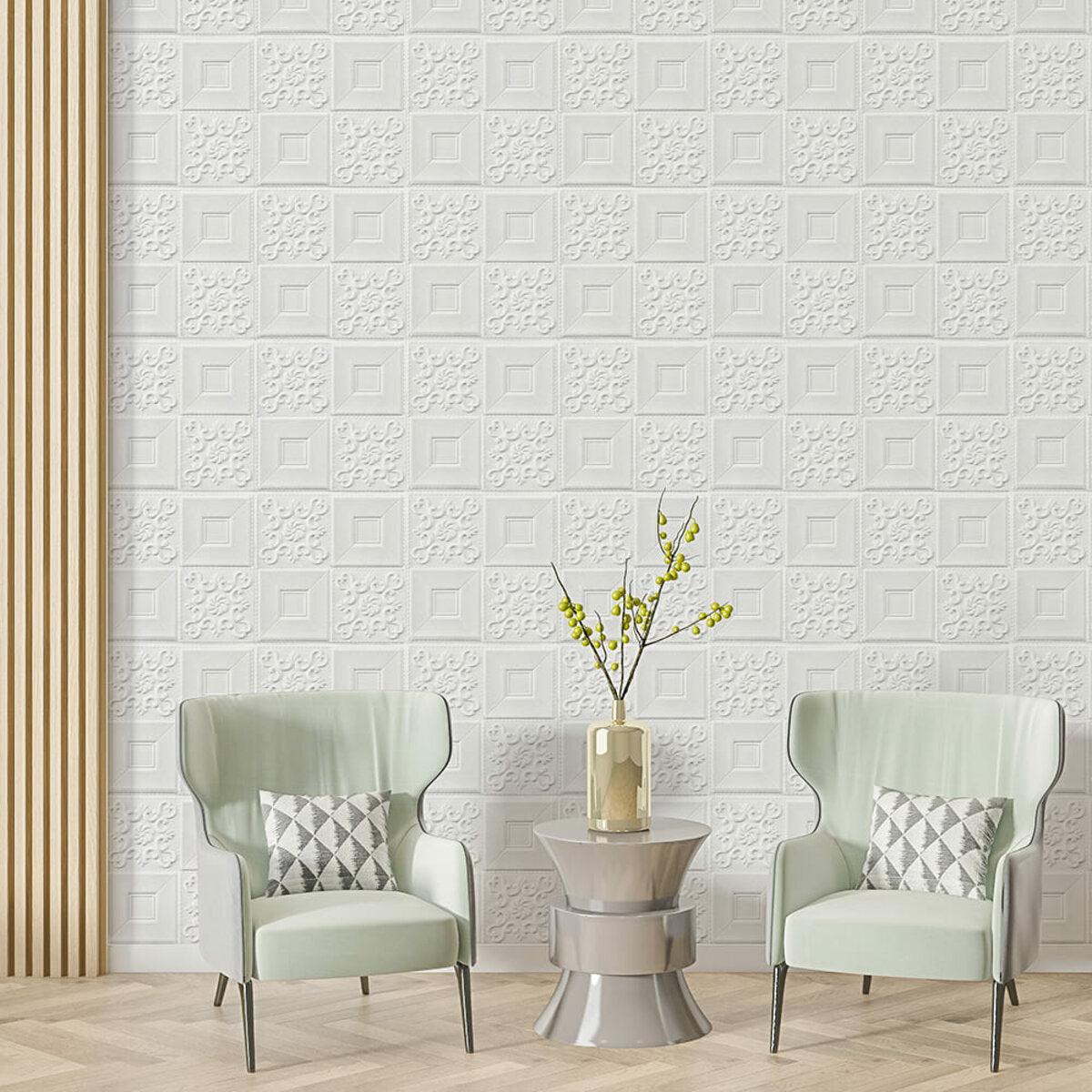 Самоклеюча декоративна настінно-стельова 3D панель фігури 700х700х5мм (114) HO-00000006