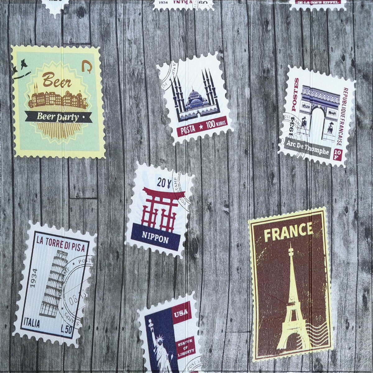 Самоклеюча 3D панель 700х700х4мм Поштові марки (091) HO-00001152