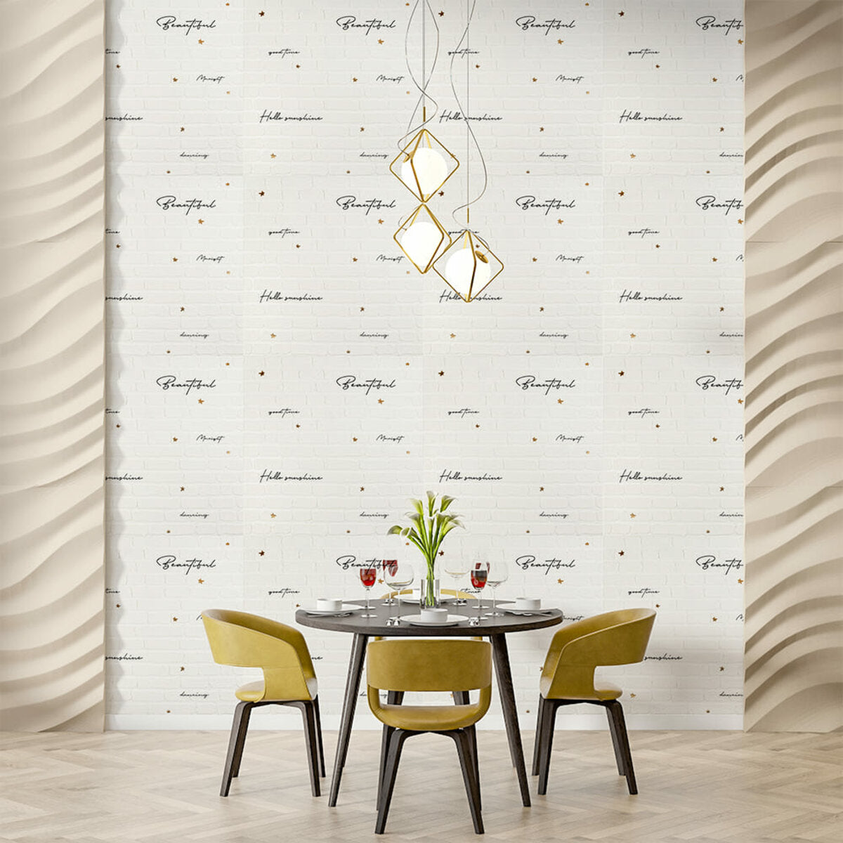 Панель стінова 3D 700х700х4мм Напис із золотом SW-00001979