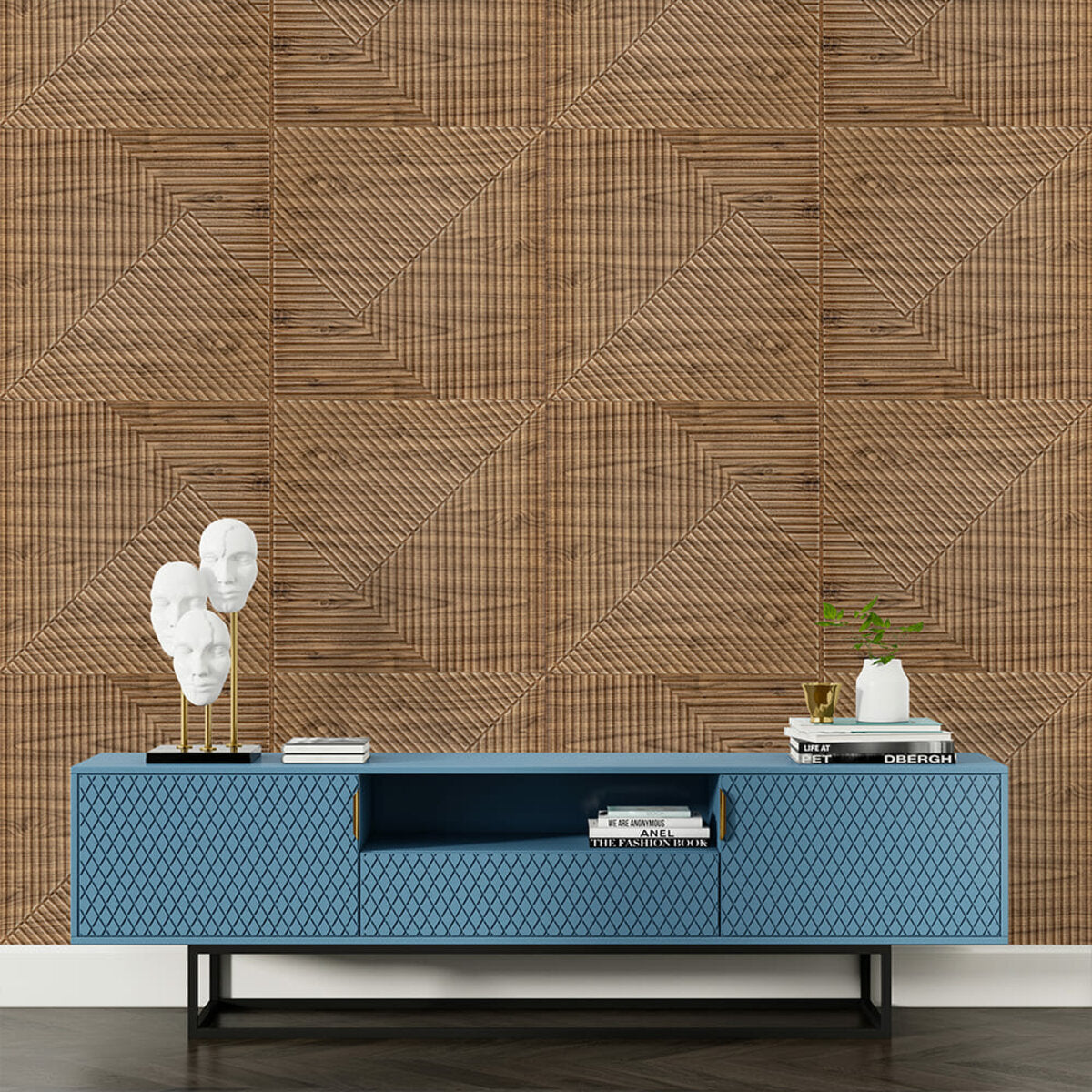 Самоклеюча декоративна 3D панель 500х500х5мм Бамбук темний Дуб HO-00002886