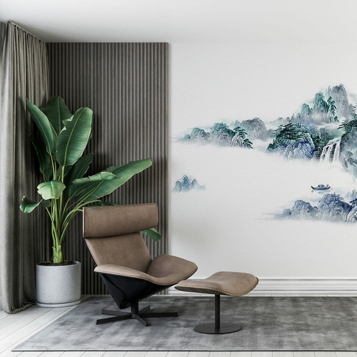 Плінтус РР самоклеючий 2300х140х4мм Білий з сірою смужкою (D) HO-00001809