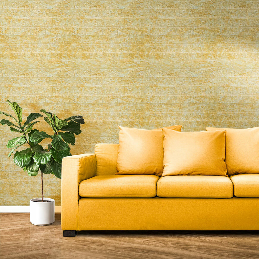 Декоративна 3D панель самоклейка 700х770х3мм Мармур жовтий (062-3) SW-00000694