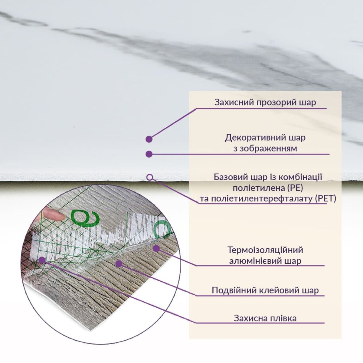 Самоклеюча стінова PET плитка у рулоні 600х3000х2мм SW-00001703