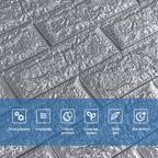 3D панель самоклеюча 700х770х7мм цегла Срібло (017-7) SW-00000059