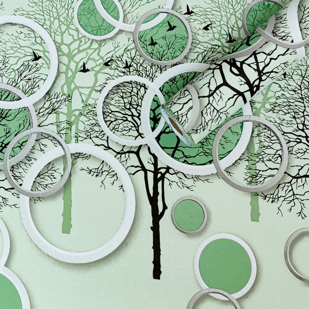 Плівка самоклеюча на паперовій основі 0,45х10м х 0,07мм Чорні та зелені дерева HO-00002440