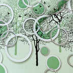 Плівка самоклеюча на паперовій основі 0,45х10м х 0,07мм Чорні та зелені дерева HO-00002440