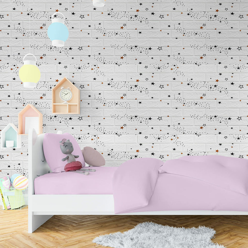 Декоративна 3D панель самоклейка 700х770х5мм Зірки (біла цегла) (021) HO-00000086
