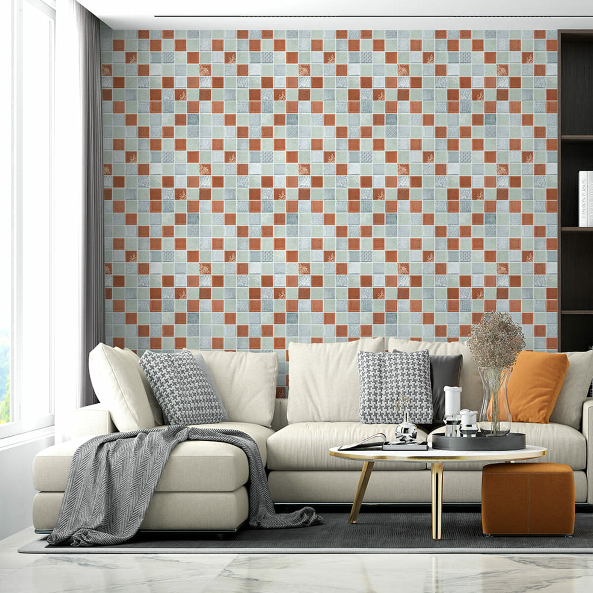 Панель стінова 3D 700х700х4мм Мозаїка коричнева SW-00002012