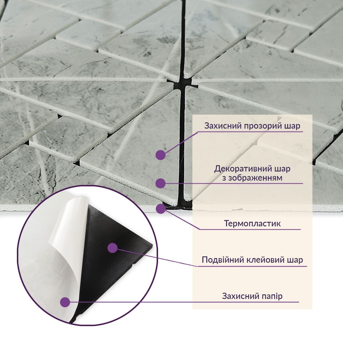 Самоклеюча PET мозаїка 300х300х4мм SW-00002452