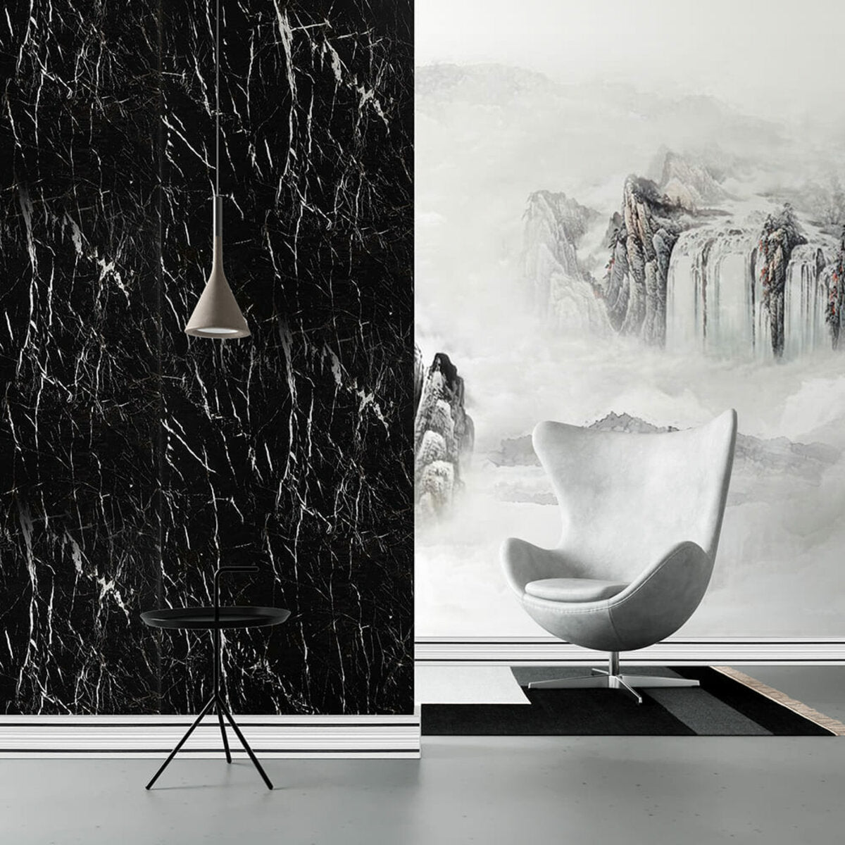 Плінтус РР самоклеючий 2300х140х4мм Білий з чорною смужкою (D) HO-00001810