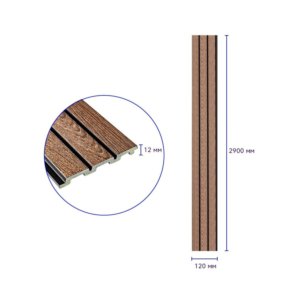Рейка декоративна PS 2900х120х12мм Горіх SW-00001739