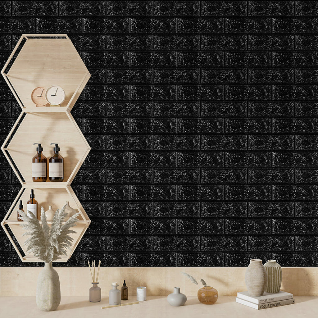 3D панель самоклеюча 700х770х3мм цегла Чорна (019-3) HO-00000584