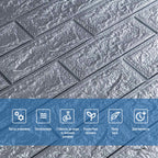 3D панель самоклеюча 700х770х3мм цегла Срібло (017-3) SW-00000230