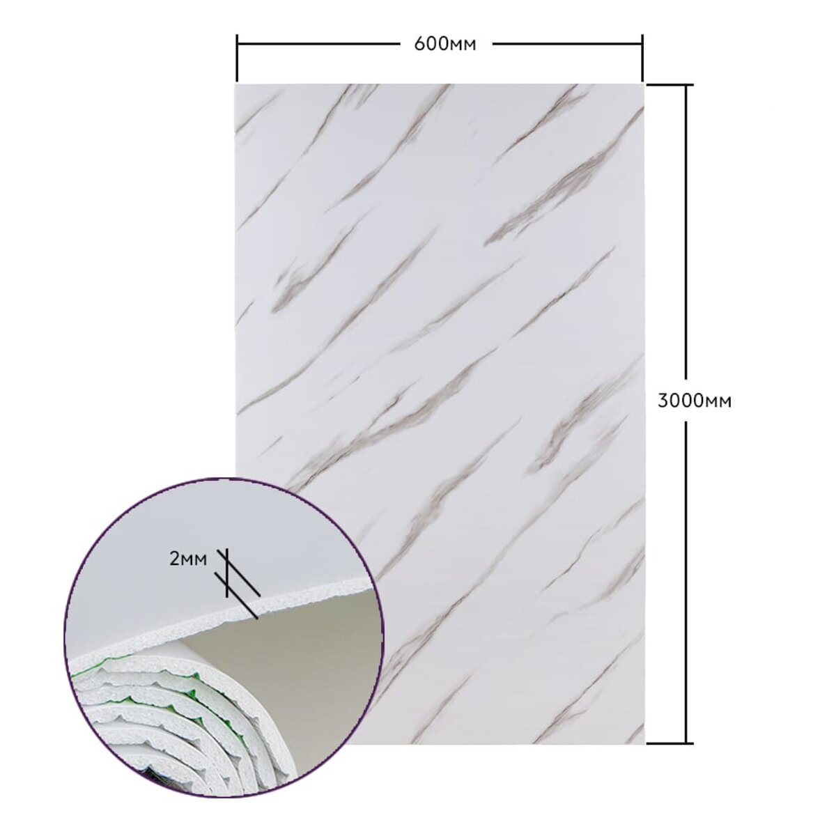 Самоклеюча стінова PET плитка у рулоні 600х3000х2мм SW-00001691