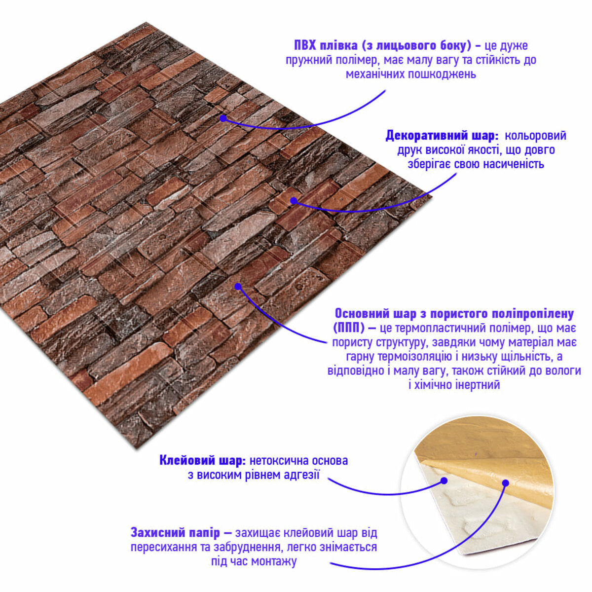 Самоклеюча декоративна 3D панель 700х770х5мм Червона цегла піщаник (058) HO-00000177