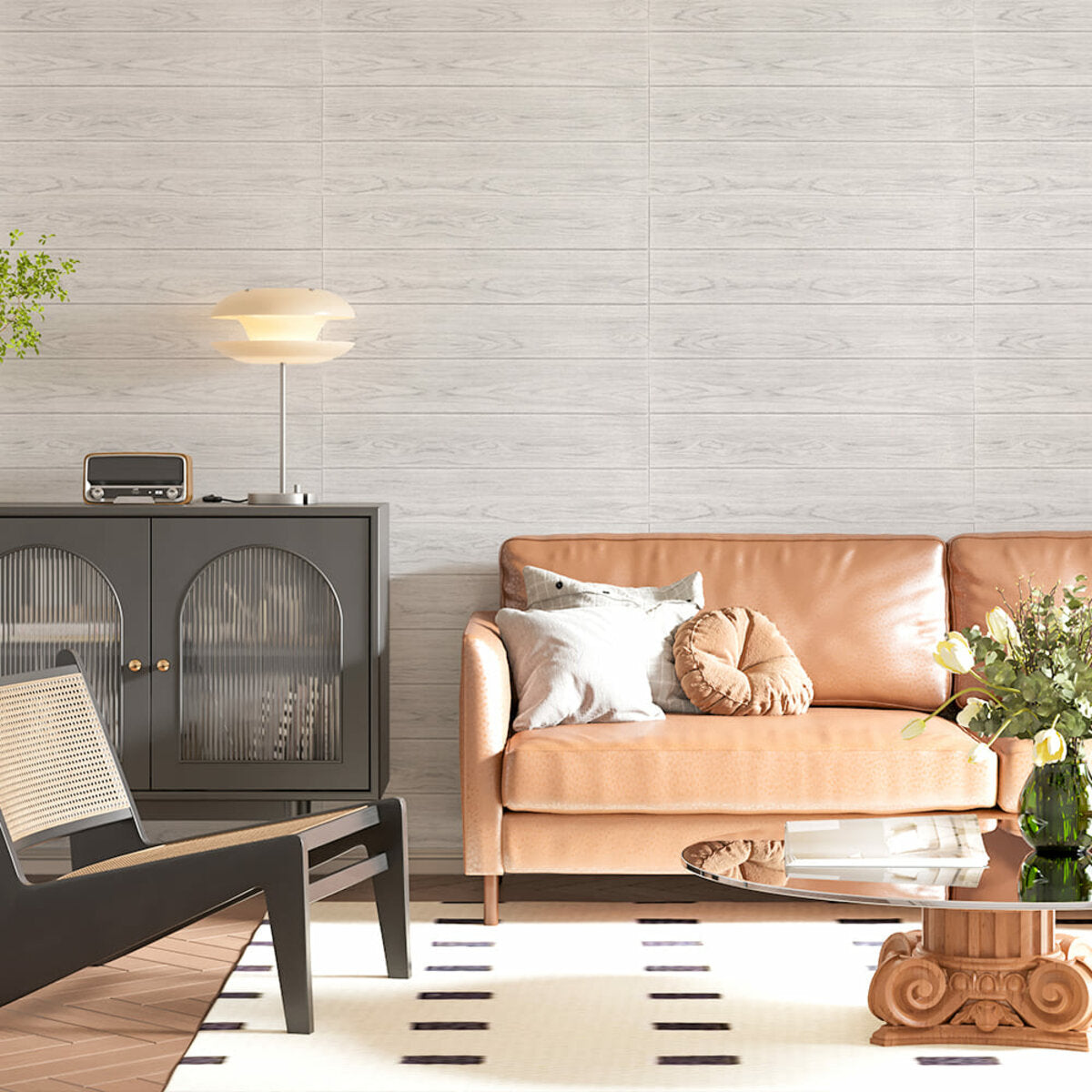 Самоклеюча декоративна 3D панель 700х700х4мм Біле дерево (383) HO-00000652